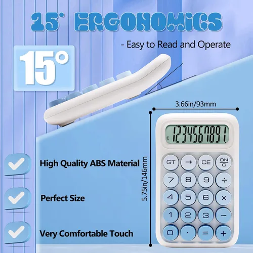 Miniatura 4 de Calculadora de Interruptor Mecánico, 10 Dígitos, Gran Pantalla LCD, Púrpura, Teclas Grandes, Estética