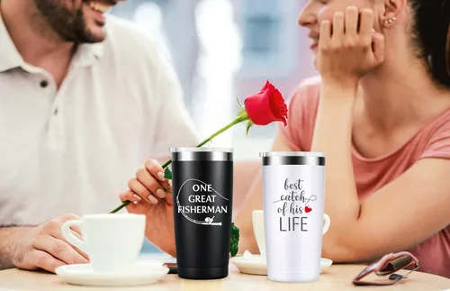Miniatura 9 de Sixspace Aniversario de boda para parejas, amigos, amantes, vasos de vino de acero inoxidable, taza de viaje con popote y tapa, paquete de 2