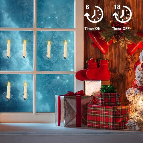 Miniatura 4 de Daord Vela parpadeante sin llama para ventana, luces LED para árbol de Navidad, color blanco cálido, funciona con pilas, velas cónicas eléctricas