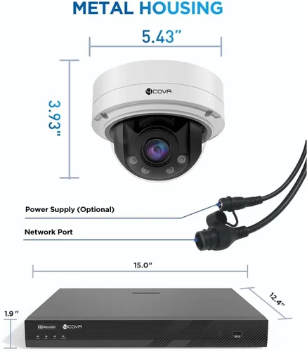 Miniatura 8 de 4COVR - Sistema de cámara de seguridad de 16 canales para negocios, detección de vehículos humanos, 16 x 5MP 0.110-0.472 in AutoFocus IK10 a prueba