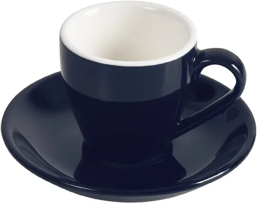 Taza de café espresso de porcelana ionEgg con platillo, taza de espresso, 80ml/2.7Oz, azul profundo