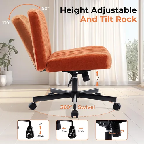 Miniatura 6 de Silla cruzada de base convertible con resortes ensanchados y cojines más gruesos y anchos, silla de oficina con patas sin brazos que alivia el dolor