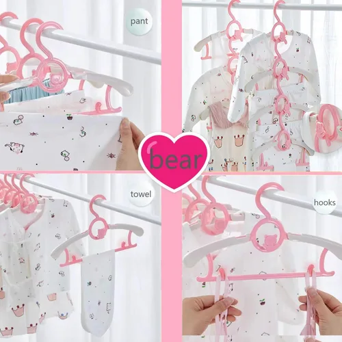 Miniatura 7 de Perchas HGYZE para bebé para armario, colgador antideslizante de 11"-14" ajustable para ropa de bebé para guardería, colgador de plástico para niños