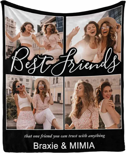 Miniatura 11 de InterestPrint Manta de forro polar suave con memoria personalizada para mejor amiga, personalizada con imágenes y texto para la graduación de tu