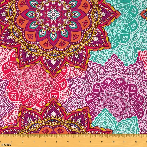 Miniatura 45 de Tela con patrón Paisley de The Yard, tela de tapicería floral étnica boho para sillas y sofás, costura, tela impermeable de arte mandala abstracto