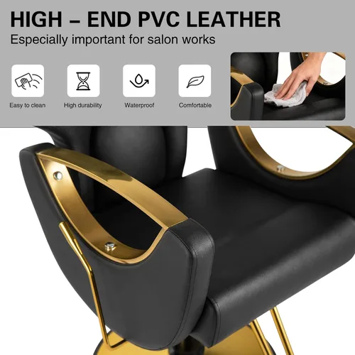 Miniatura 8 de Silla de peluquería hidráulica, sillas de salón Silla giratoria de 360 grados, altura ajustable para estilista de peluquería de salón de tatuajes