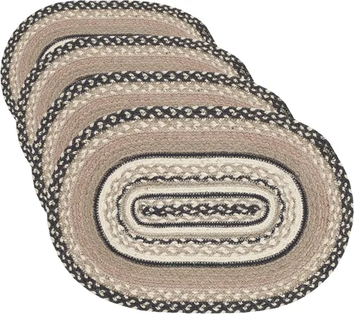 Miniatura 10 de VHC Brands Sawyer Mill, Dining Table Placemat, Braided Jute, Oval, Charcoal Creme, 10x15, 8 Pack 8 Pack