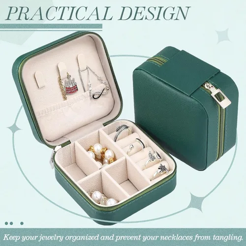 Miniatura 42 de Yinkin 12 piezas de mini joyero de viaje para dama de honor, organizador de aretes de piel sintética, accesorios de viaje a granel, soporte portátil