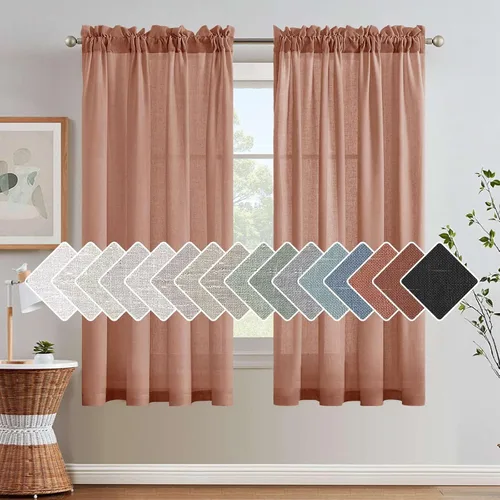 Miniatura 65 de H.VERSAILTEX Cortinas de Lino con Textura Filtradoras de Luz para Tratamiento de Ventanas de Sala de Estar, Cortinas Naturales Duraderas