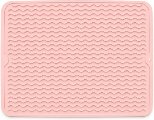 Miniatura 10 de Tapete de secado de silicona de 16 x 12 pulgadas, tapete antideslizante gris para encimera de cocina, almohadilla de platos resistente al calor