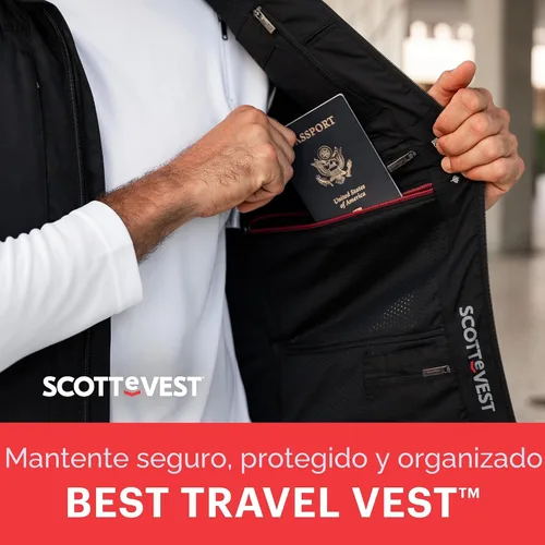 Miniatura 4 de SCOTTeVEST El mejor chaleco de viaje para hombre, 26 bolsillos ocultos, repelente al agua para viajes y más