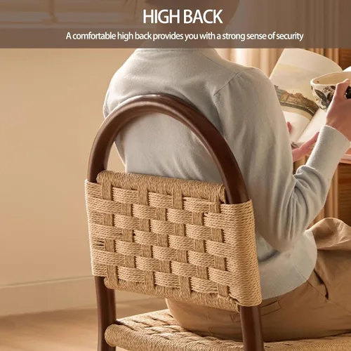 Miniatura 4 de Rattan Dining Room Chairs Wooden, Woven Kitchen Chairs, Dining Room Chair with Wood Legs, Vanity Chair,Armless Side Chair for Home Bar Restaurant