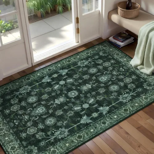 Miniatura 150 de Tangsoo Alfombra lavable para pasillo, antideslizante, 2 x 6 pies, estilo bohemio, floral, vintage, para entrada, suelo suave, para cocina, baño