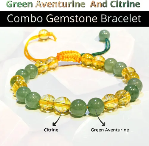 Miniatura 245 de Adjustable Crystal Bracelet – Gemstone Bead Bracelet with Adjustable Macrame String – Chic Gemstone Bracelet for Men and Women – 8mm Round Healing