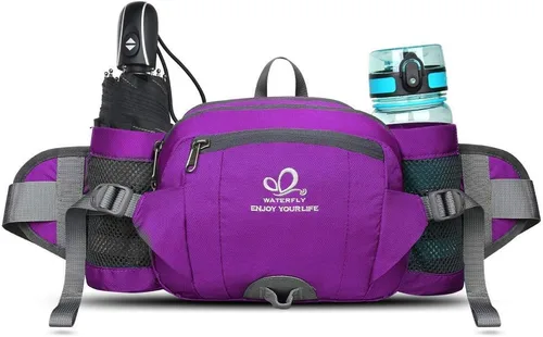 Miniatura 13 de Waterfly - Riñonera Fanny Pack: Bolso Fanny con 2 soportes para botellas de agua, cinturón lumbar, para senderismo, caminatas, correr, trotar