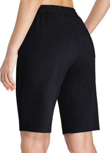 Miniatura 3 de EZRUN - Bermudas para mujer, para entrenar en el gimnasio, pantalones cortos veraniegos de algodón con bolsillos profundos para mujer