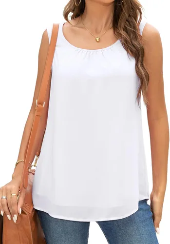 Miniatura 3 de QUEZHU Blusa casual de verano para mujer, de doble capa, de gasa, holgada, para el trabajo