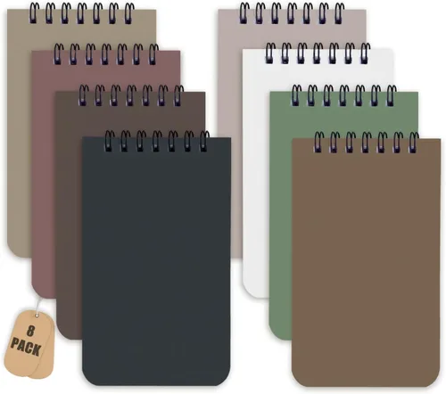 KTOJOY Paquete de 8 cuadernos pequeños de bolsillo pequeños de 3 x 5 pulgadas en espiral con páginas forradas, cuaderno pequeño en espiral pequeño