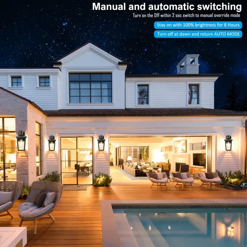 Miniatura 4 de Luces de pared para exteriores con sensor de movimiento, accesorios de aluminio impermeables del atardecer al amanecer para porche, garaje, balcón