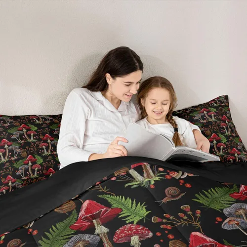 Miniatura 6 de Feelyou Lindo juego de edredón decorativo de hongos para niños, edredón de hongos de dibujos animados para niños y adolescentes, juego de ropa