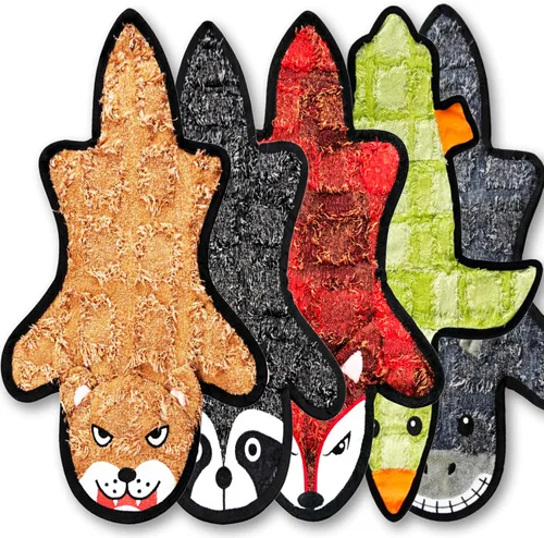 Miniatura 10 de Jalousie Paquete de 5 juguetes chirriantes ultra resistentes para perros grandes, sin ensuciar, interactivos, duraderos, de felpa, indestructibles