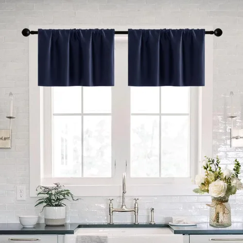 Miniatura 27 de XTMYI Cortinas de tela impermeable de 30 pulgadas para ventana de baño, cocina, mini ducha, pequeños paneles de cortina opacas cortos, juego de 2