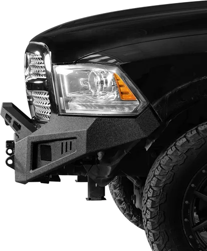 Miniatura 4 de Hooke Road Parachoques delantero Ram 1500 con placa de cabrestante y luces LED para Dodge Ram 1500 2013-2018 (excluye Rebel) y camioneta Ram 1500