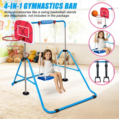 Miniatura 8 de Triclicks Barra de gimnasia plegable para niños, altura ajustable, barra de entrenamiento junior, barra de entrenamiento horizontal expandible