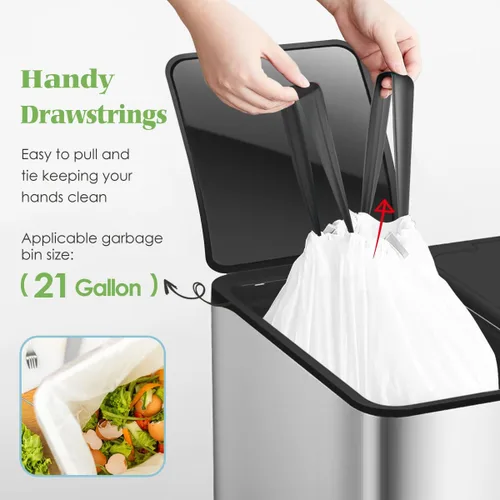 Miniatura 26 de Bolsas de basura de 7 galones, 100 unidades, bolsas de basura con cordón resistentes de Teivio, bolsas para papeleras de baño, bolsas de plástico