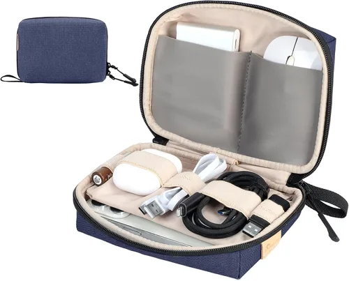 Miniatura 13 de SIMTOP Funda organizadora de electrónica pequeña, funda de viaje portátil para cable, cargador, teléfono y auriculares, almacenamiento de cable
