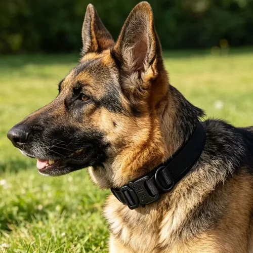 Miniatura 6 de Collar táctico para perro, ajustable, militar, de nailon, con asa de control y hebilla de metal resistente para perros medianos y grandes (negro, S)