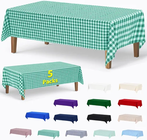 Miniatura 14 de ABCCANOPY Paquete de 3 manteles rectangulares de poliéster de 60 x 84 pulgadas, para interiores y exteriores, resistentes a las manchas, lavable