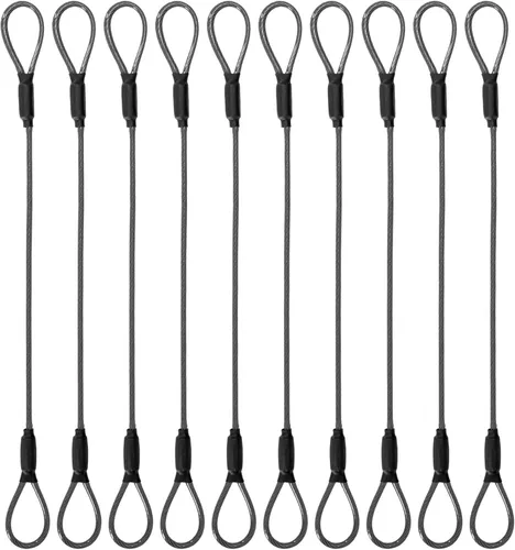Miniatura 10 de Cuerda de alambre de acero de 0.130 in, bloqueo de cable de seguridad para viajes al aire libre, cable de seguridad trenzado recubierto de acero