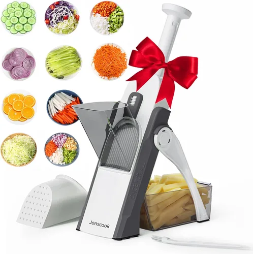 Jonscook Cortador de Verduras Seguro, Cortador de Vegetales, Cortador de Papas Fritas, Picador de Cebollas, Rebanador de Vegetales, Cortador de Gris