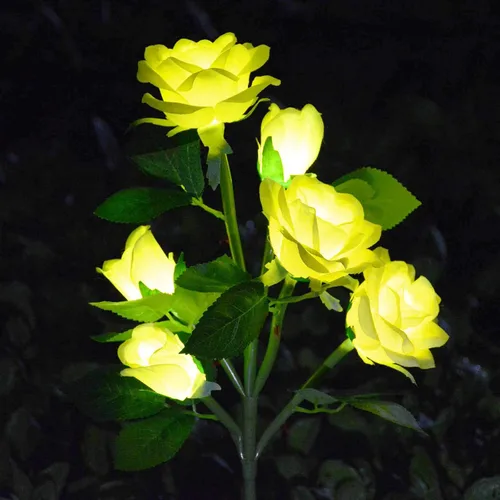 [6 flores mejoradas] Luces de rosas artificiales alimentadas por energía solar, iluminación impermeable para decoración de jardín al aire libre para