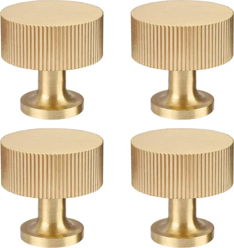Miniatura 12 de RZDEAL - 4 tiradores dorados de gabinete de latón macizo, centros de agujeros de 3 pulgadas, para manijas de gabinete de cocina, cajón, baño