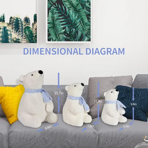Miniatura 2 de Oso polar de peluche, 9.8 pulgadas, realista, súper suave, lindo oso polar con bufanda, lindo juguete de peluche Kawaii para niños, niños, familia