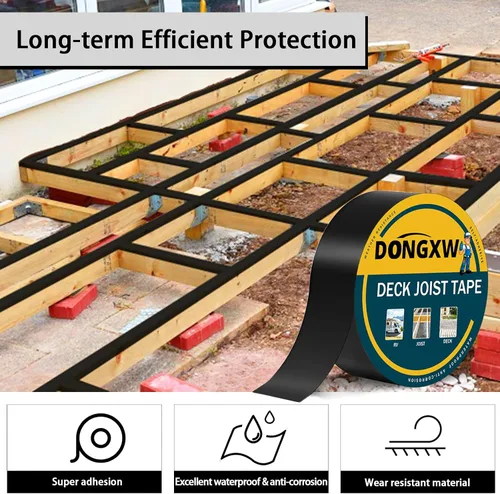 Miniatura 4 de Dongxw Cinta de viguetas para cubiertas, 2 pulgadas x 50 pies, impermeable, cinta adhesiva de butilo para viguetas y vigas de madera, paquete de 6