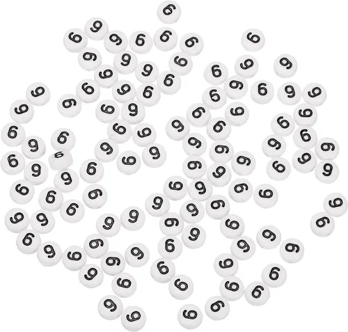 Miniatura 14 de HARFINGTON 100 cuentas acrílicas de números de 0.157 x 0.276 pulgadas, cuentas redondas blancas, cuentas espaciadoras de plástico para hacer joyas