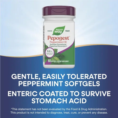 Miniatura 4 de Aceite de hierbabuena Nature's Way Pepogest con cubierta entérica, 60 cápsulas