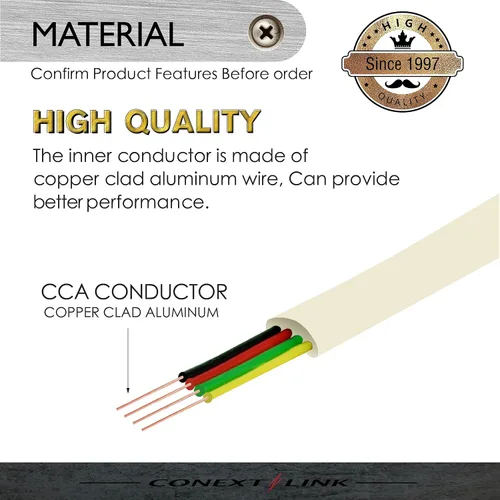 Miniatura 2 de Cable de extensión de teléfono modular RJ11 6P4C Cable de línea de cable de teléfono (7 pies, beige) (33201)