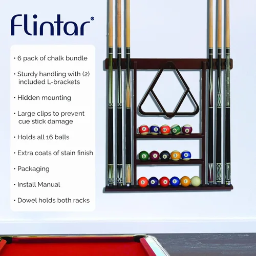 Miniatura 6 de Soporte para tacos de pared, soporte para taco de billar, calidad premium, fabricado en TAIWÁN, madera dura maciza, solo soporte para tacos
