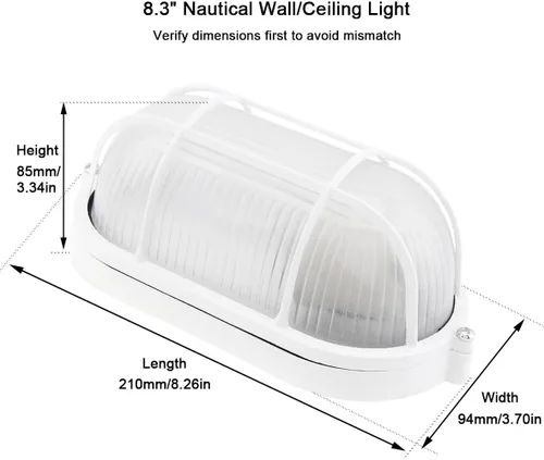 Miniatura 5 de RTNLIT Luz náutica de mamparo, enchufe E26/E27, lámpara de pared para exteriores, IP65 impermeable, lente de vidrio esmerilado, iluminación exterior