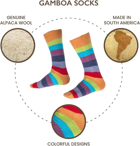 Miniatura 2 de Gamboa Calcetines de alpaca para hombres y mujeres, calcetines de lana a rayas, divertidos calcetines cálidos de invierno, Varios