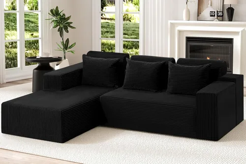 Miniatura 29 de Homguava Sofás modulares seccionales para sala de estar, sofá nube de 101 pulgadas con diván en forma de L, cómodo sofá de sala de estar con asiento