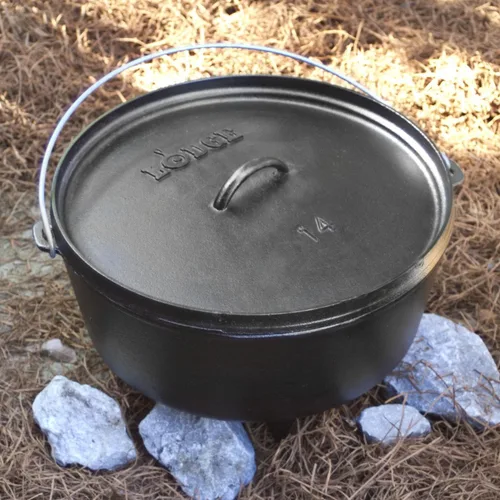 Miniatura 42 de Lodge Horno holandés de hierro fundido pre-sazonado de 8 cuartos de galón con tapa, asas duales, uso en el horno, en la estufa, en la parrilla