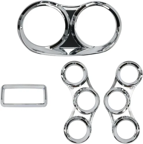 Miniatura 2 de LOSTAR Kit de cubierta de calibre central, cubiertas de medidor de salpicadero de instrumentos con visera cromada compatible con Peterbilt 379 384
