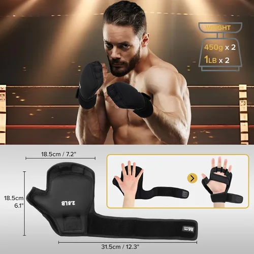 Miniatura 5 de Guantes de mano con peso de 5 libras (2.5 libras cada uno), guantes de fitness de hierro suave, lavables, para gimnasio, boxeo, natación