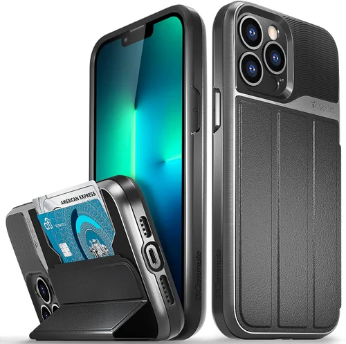 VENA Funda tipo cartera compatible con Apple iPhone 13 Pro Max (6.7 pulgadas), vCommute (protección contra caídas de grado militar) Funda de piel