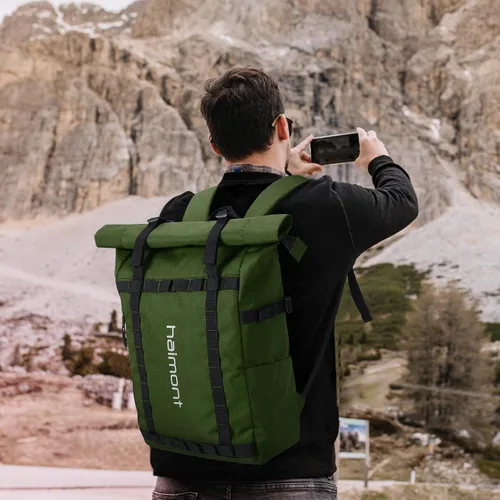 Miniatura 7 de Mochila con parte superior enrollable Haimont para hombres, mochila casual para portátil con 9 bolsillos para viajes, trabajo, caminatas, Verde